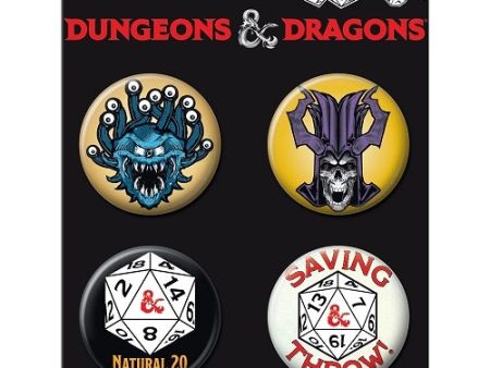 D&D: 4 Button Pin Set - Option 2 Cheap