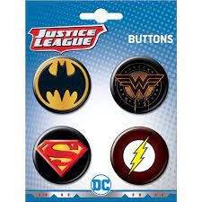 DC Comics: 4 Button Pin Set - DC Dark Logos Hot on Sale